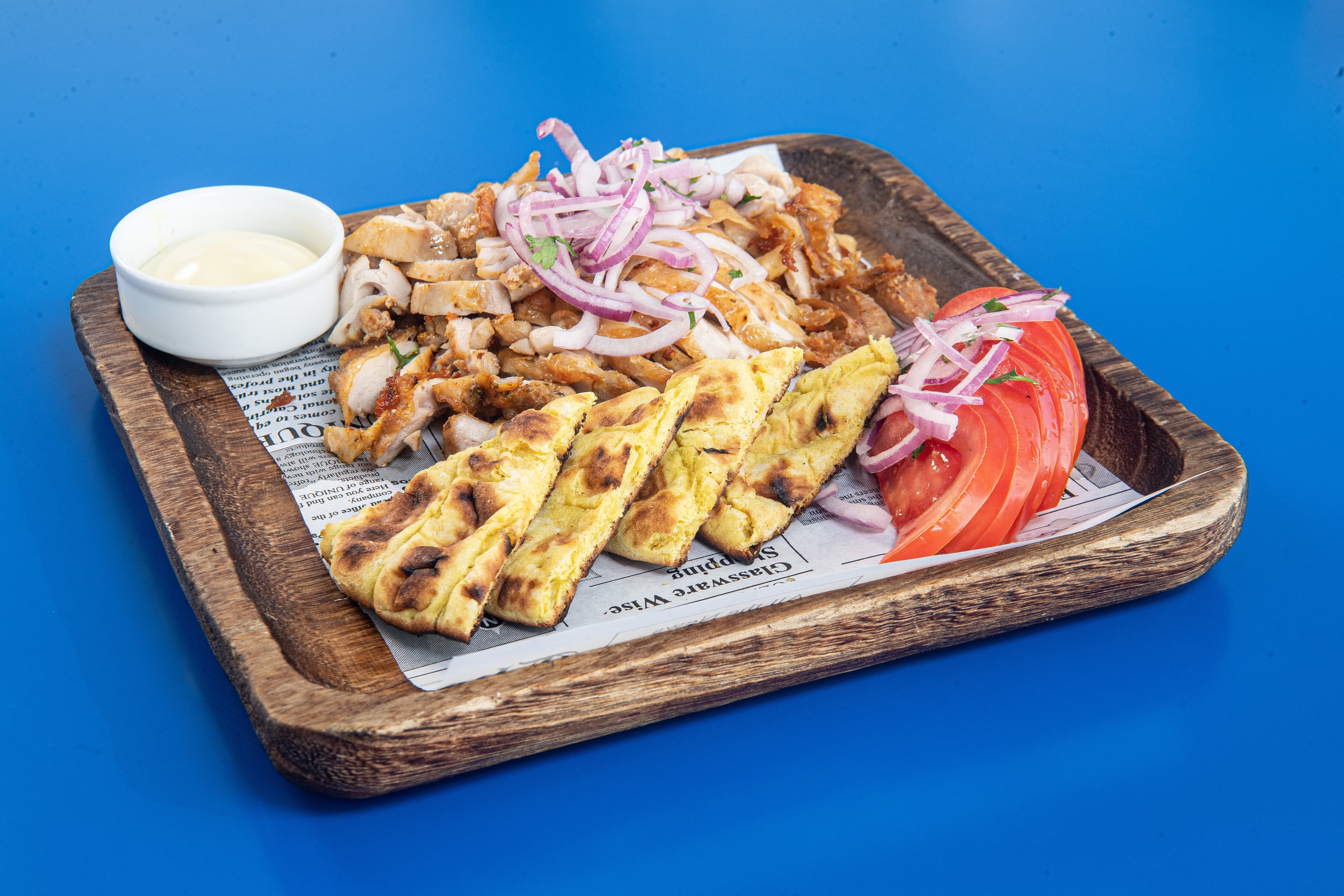 Gyros Merida on wooden board